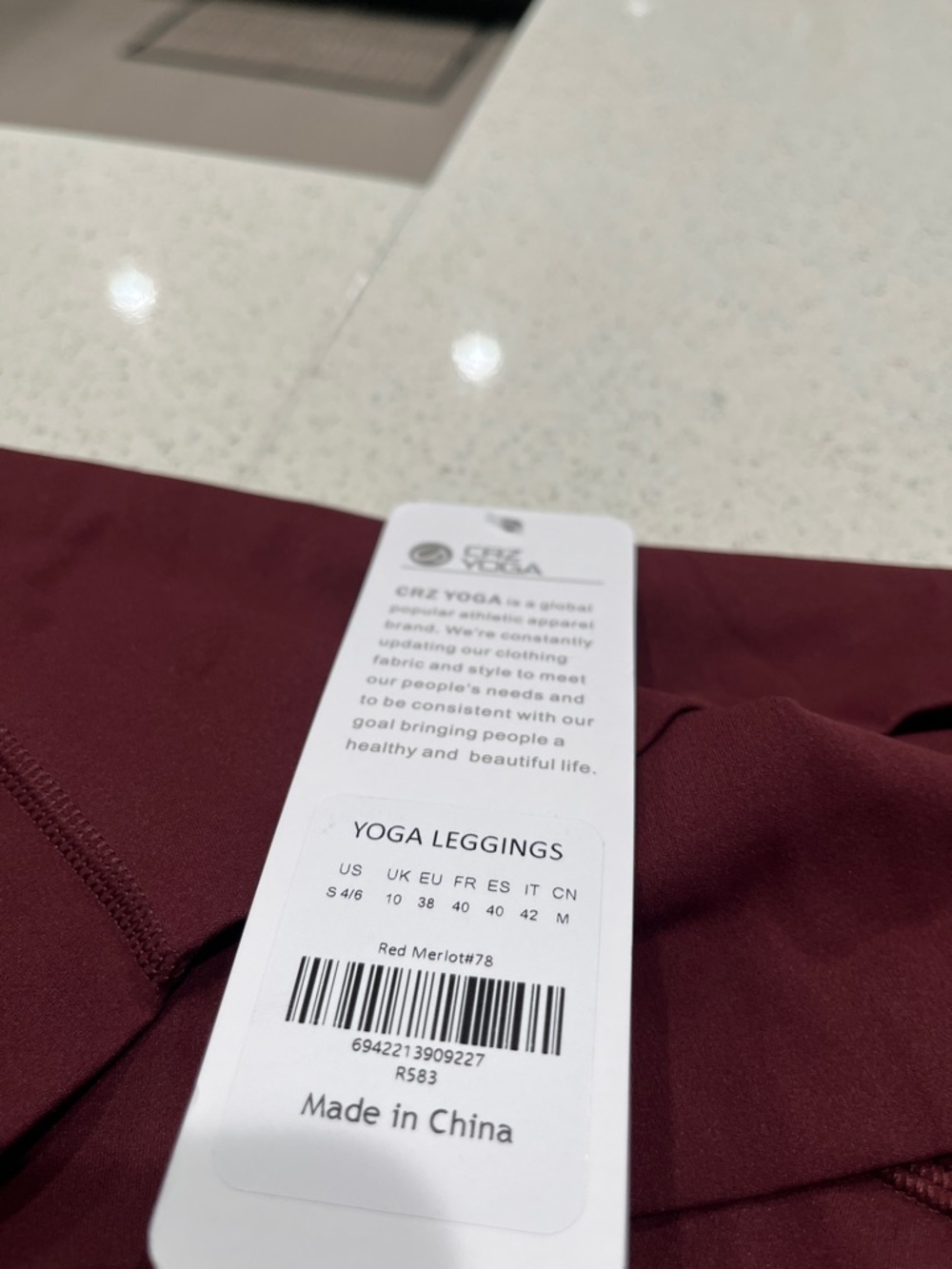 CRZ YOGA Red Merlot High-Waist Yoga Leggings